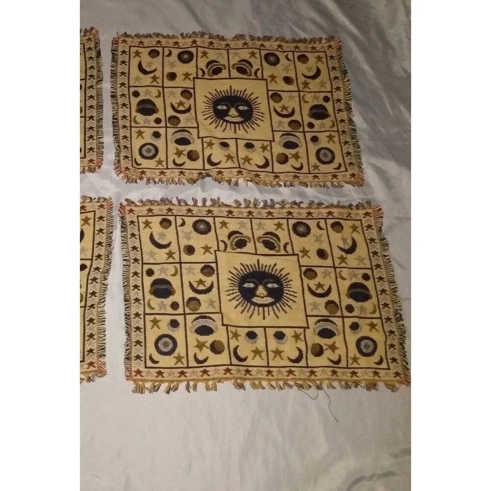 Set of 2 fringed stars moon planets 13 x 19 Placemats
